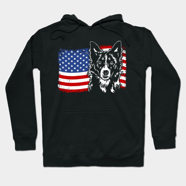 Proud Border Collie American Flag patriotic dog Hoodie by wilsigns